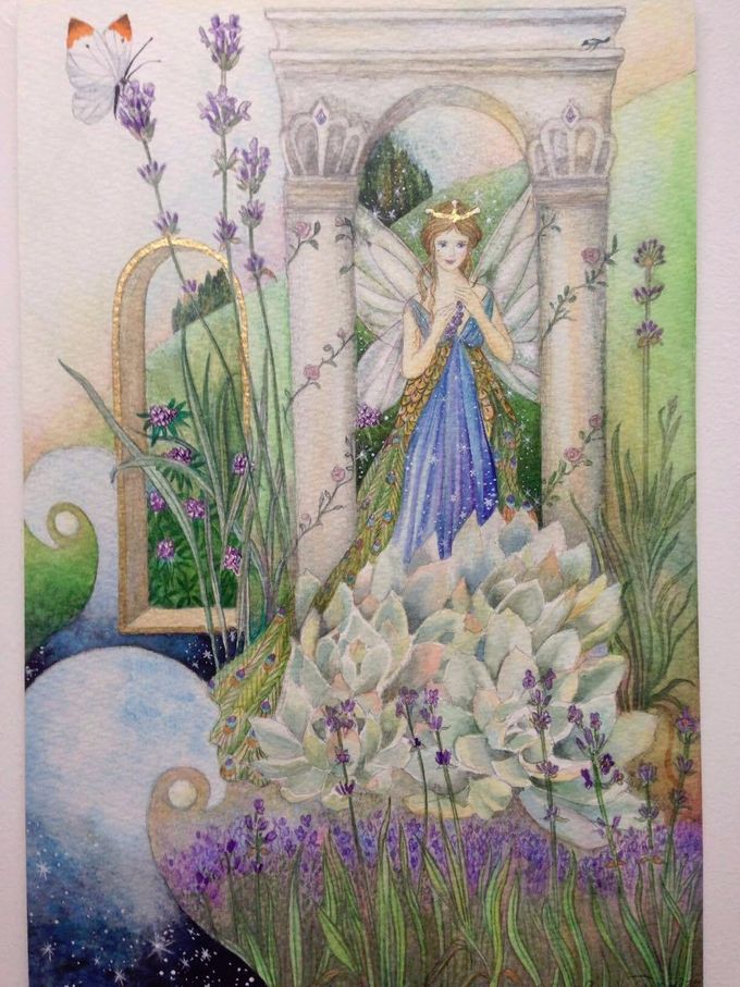 Lavendelfeen i den kongelige have,med Titanias sommerfugl.akvarel A4 str.700kr. incl.forsendelse.

