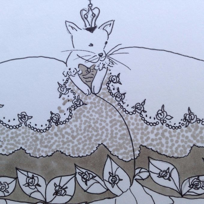 Her er det Prinsesse Mimi ,tegnet i en lignende rokoko-dragt fra Kay Nielsens illustrationer.
